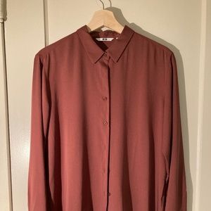 Maroon Blouse, Uniqlo, Size Med